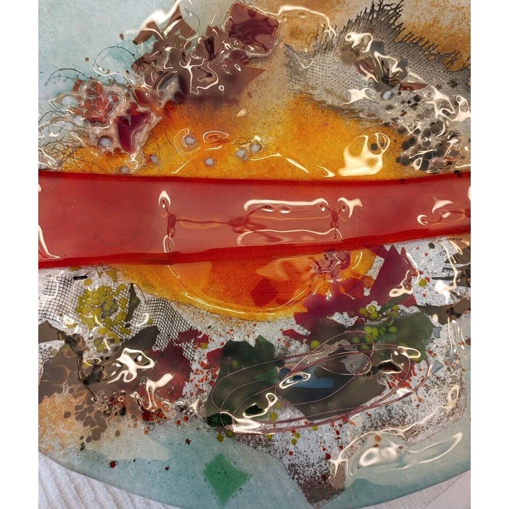 FUSED Glass Console Bowl / Wall Hanging / Standing Piece 18x12" approx MI Greece